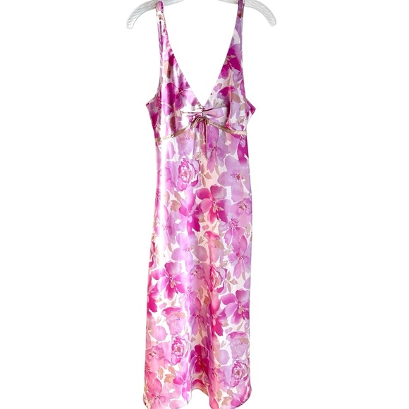 Jones New York Pink Light Purple Floral Print Long Nightgown Size Medium - Picture 6 of 11